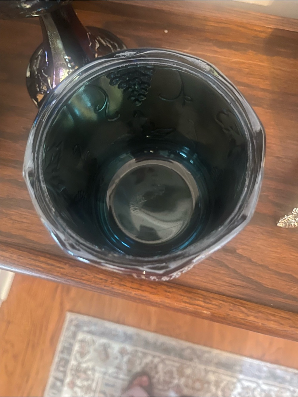 VTG Indiana Blue Carnival Glass Iridescent Harvest Grape Canister Biscuit Jar - Picture 6 of 10